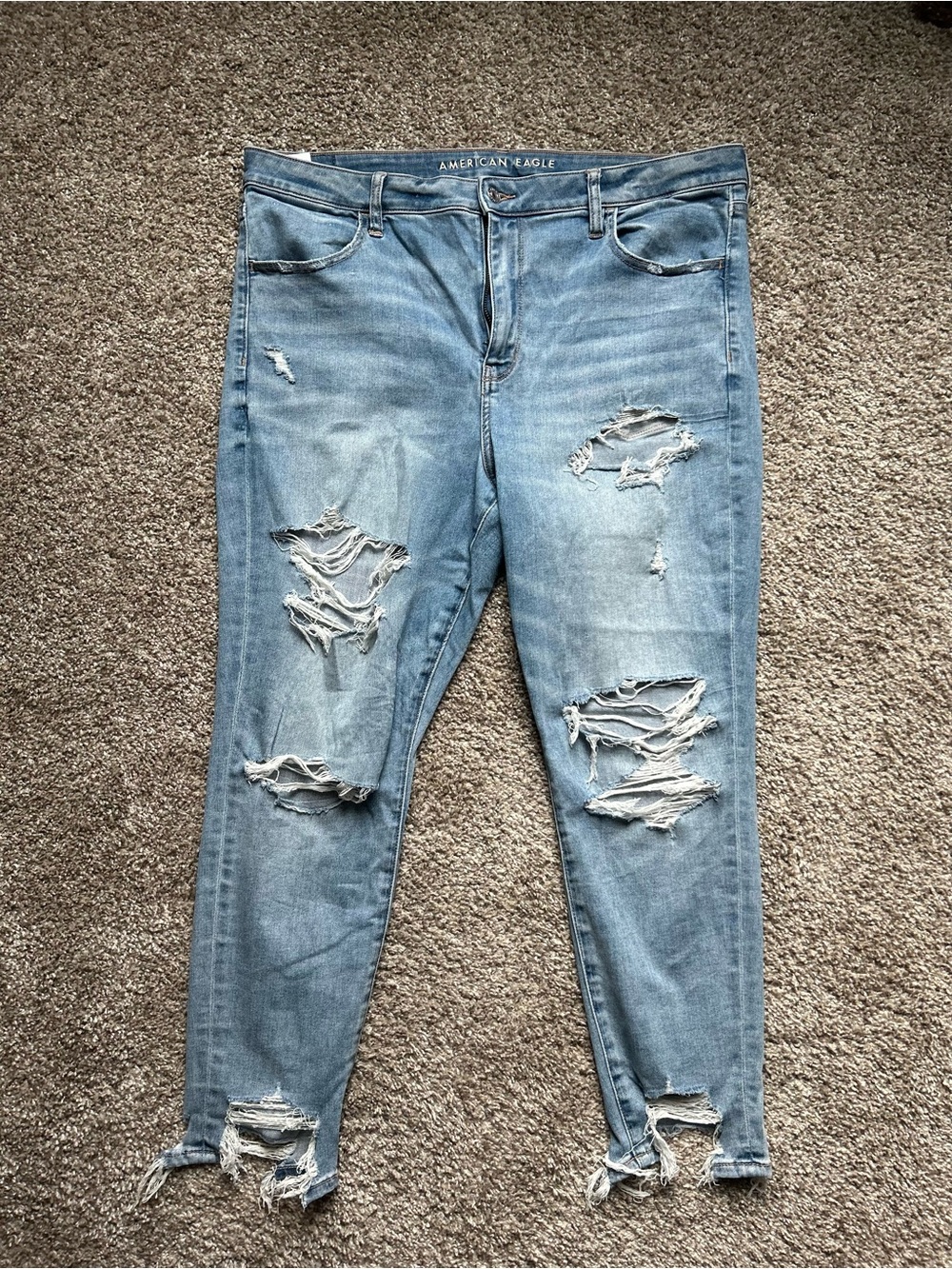 American Eagle Outfitters Light Blue Distressed Ripped Jeggings